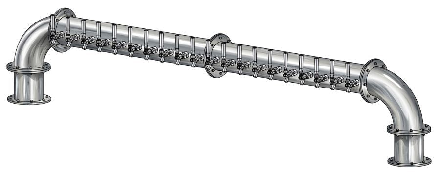 20 Tap Brushed 304SS 6" Dia. "U" Pipe Tower - Glycol Cooled - Beverage Time