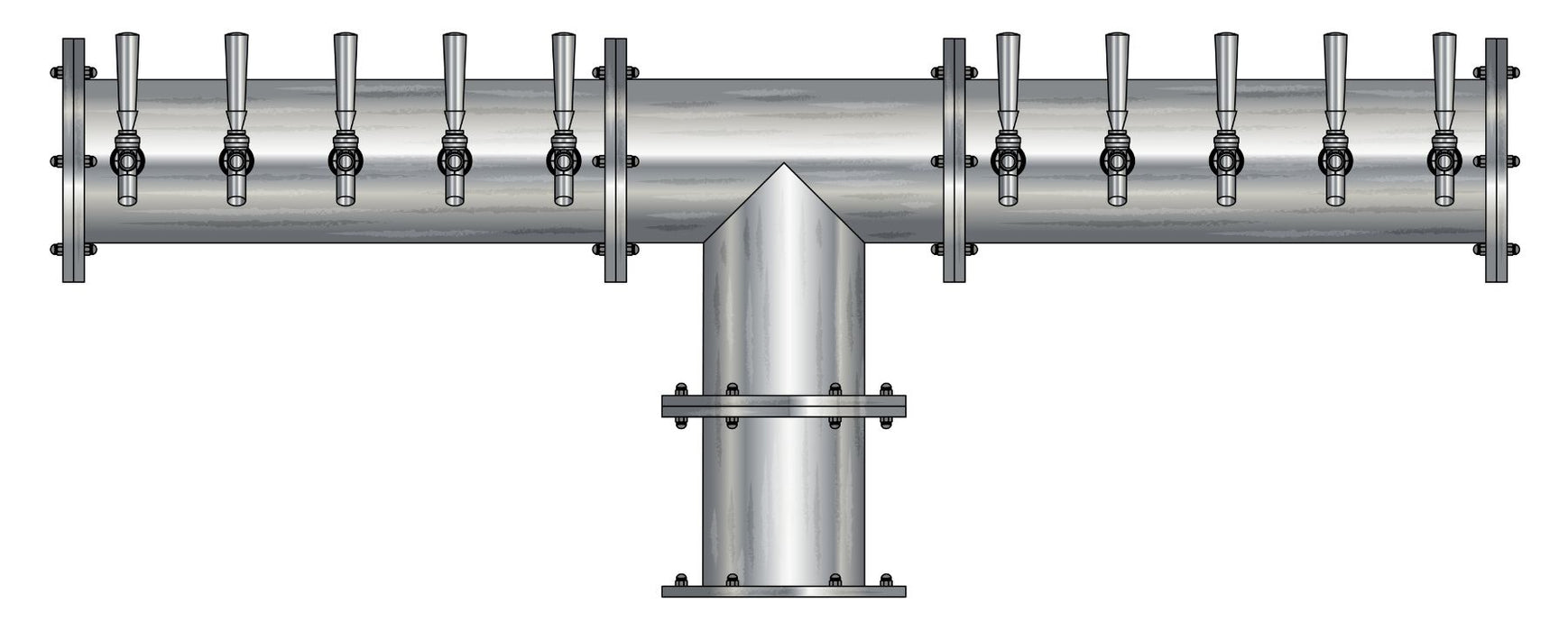 20 Tap Brushed 304SS 6" Dia. Double Service Pipe Tower - Glycol Cooled