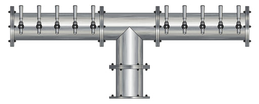 20 Tap Brushed 304SS 6" Dia. Double Service Pipe Tower - Glycol Cooled