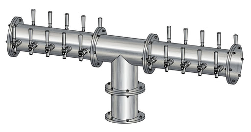 20 Tap Brushed 304SS 6" Dia. Double Service Pipe Tower - Glycol Cooled
