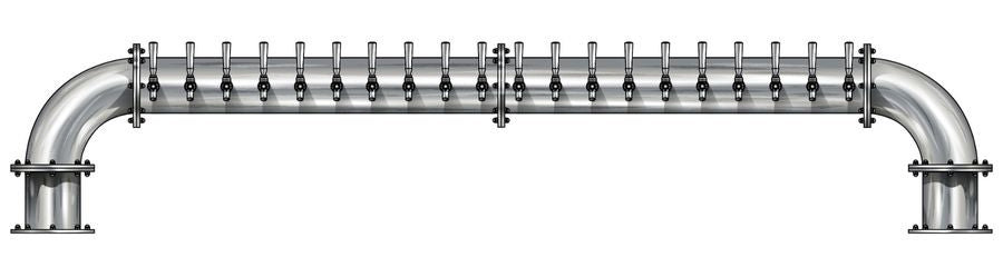 20 Tap Brushed 304SS 6" Dia. "U" Pipe Tower - Glycol Cooled