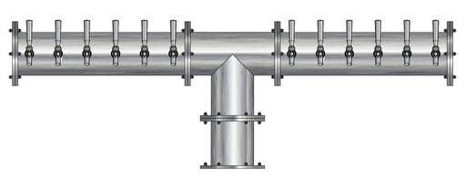 24 Tap Brushed 304SS 6" Dia. Double Service Pipe Tower - Glycol Cooled - Beverage Time