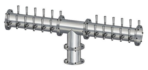 24 Tap Brushed 304SS 6" Dia. Double Service Pipe Tower - Glycol Cooled - Beverage Time