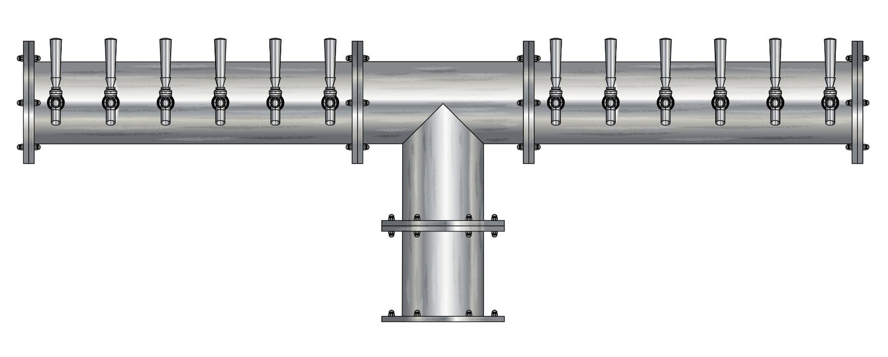 24 Tap Brushed 304SS 6" Dia. Double Service Pipe Tower - Glycol Cooled