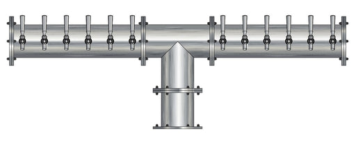 24 Tap Brushed 304SS 6" Dia. Double Service Pipe Tower - Glycol Cooled