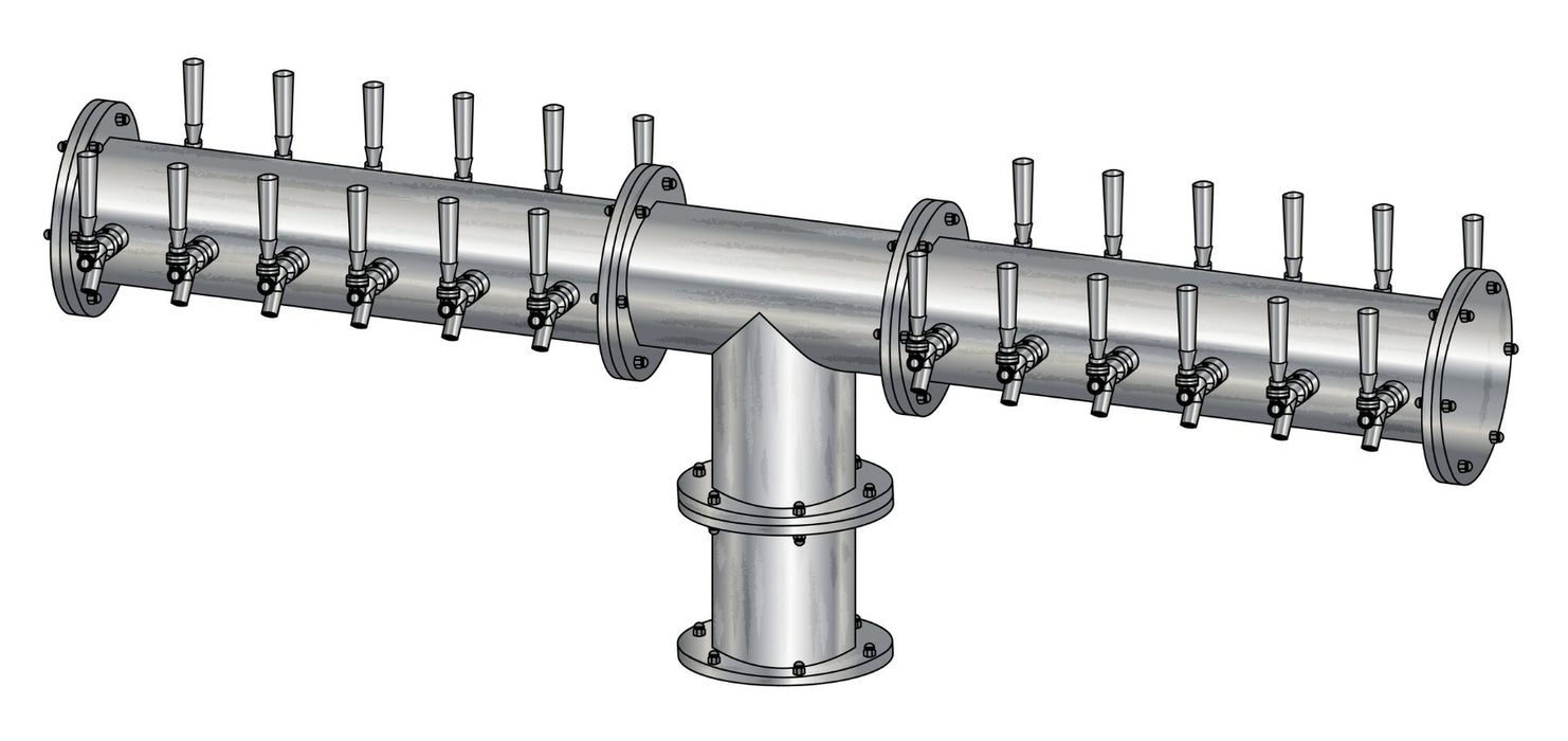 24 Tap Brushed 304SS 6" Dia. Double Service Pipe Tower - Glycol Cooled