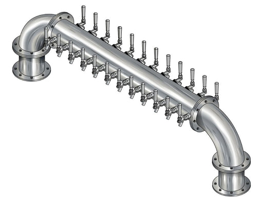 24 Tap Brushed 304SS 6" Dia. Double Service "U" Pipe Tower - Glycol Cooled