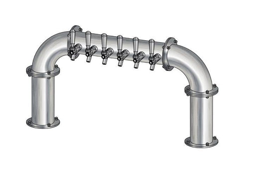 6 Tap Brushed 304SS 4" Dia. Pipe Tower - Glycol Cooled - Beverage Time