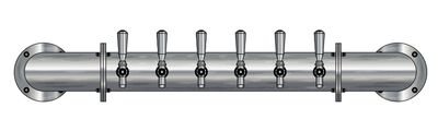 6 Tap Brushed 304SS 4" Dia. Wall Mount Pipe Tower - Glycol Cooled - Beverage Time
