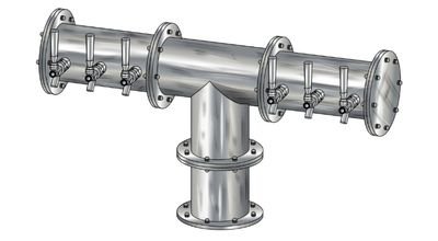 6 Tap Brushed 304SS 6" Dia. Pipe Tower - Glycol Cooled - Beverage Time