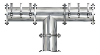 6 Tap Brushed 304SS 6" Dia. Pipe Tower - Glycol Cooled - Beverage Time
