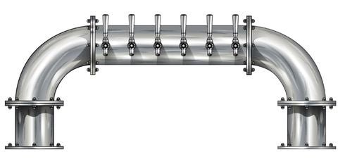 6 Tap Brushed 304SS 6" Dia. "U" Pipe Tower - Glycol Cooled - Beverage Time