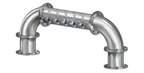 6 Tap Brushed 304SS 6" Dia. "U" Pipe Tower - Glycol Cooled - Beverage Time