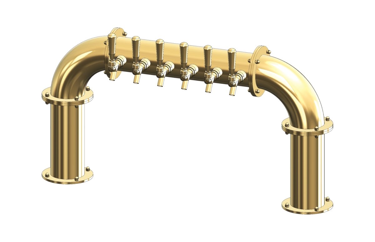 6 Tap Candy Gold Powder Coated 4" Dia. Pipe Tower - Glycol Cooled - Beverage Time