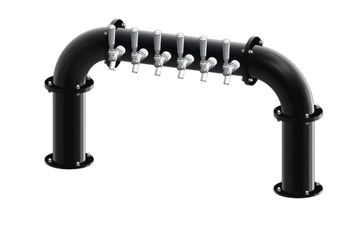 6 Tap Matte Black Powder Coated 4" Dia. Pipe Tower - Air Cooled - Beverage Time