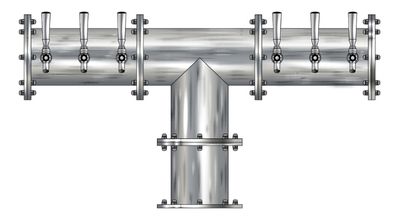 6 Tap Brushed 304SS 6" Dia. Pipe Tower - Glycol Cooled