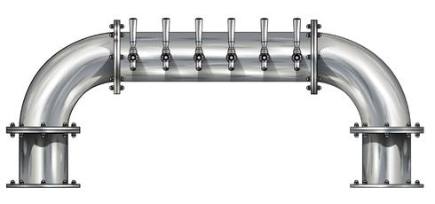 6 Tap Brushed 304SS 6" Dia. "U" Pipe Tower - Glycol Cooled