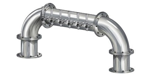 6 Tap Brushed 304SS 6" Dia. "U" Pipe Tower - Glycol Cooled