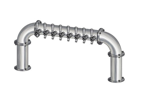 8 Tap Brushed 304SS 4" Dia. Pipe Tower - Glycol Cooled - Beverage Time