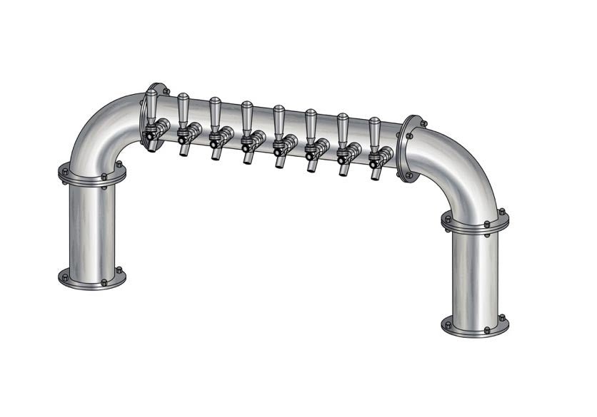 8 Tap Brushed 304SS 4" Dia. Pipe Tower - Glycol Cooled - Beverage Time