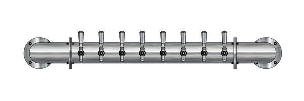 8 Tap Brushed 304SS 4" Dia. Wall Mount Pipe Tower - Glycol Cooled - Beverage Time
