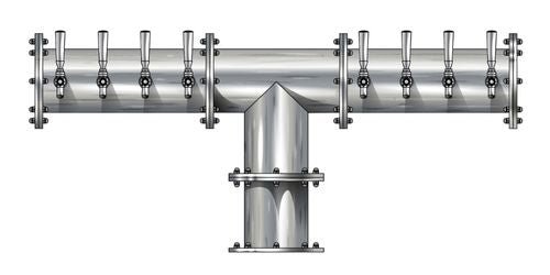 8 Tap Brushed 304SS 6" Dia. Pipe Tower - Glycol Cooled - Beverage Time
