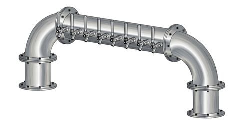8 Tap Brushed 304SS 6" Dia. "U" Pipe Tower - Glycol Cooled - Beverage Time