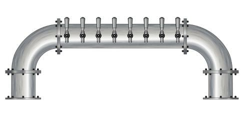 8 Tap Brushed 304SS 6" Dia. "U" Pipe Tower - Glycol Cooled - Beverage Time