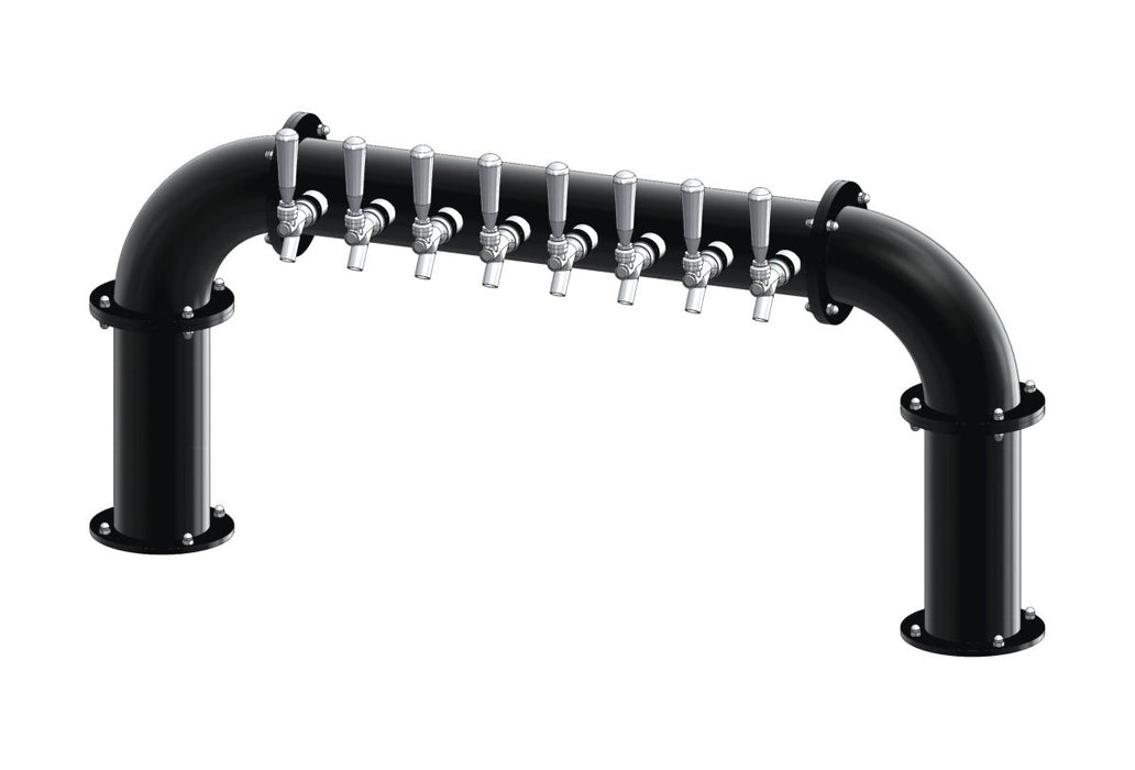 8 Tap Matte Black Powder Coated 4" Dia. Pipe Tower - Glycol Cooled - Beverage Time