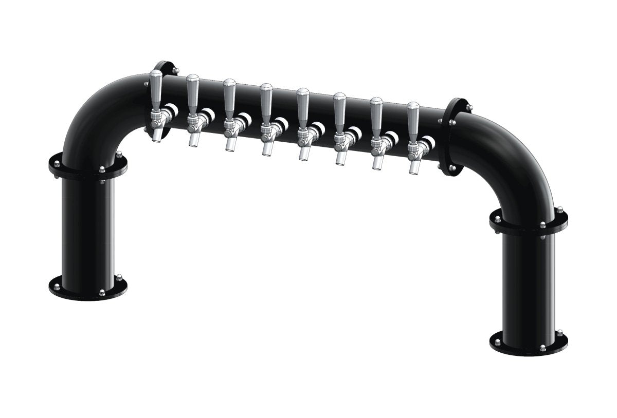 8 Tap Matte Black Powder Coated 4" Dia. Pipe Tower - Glycol Cooled - Beverage Time