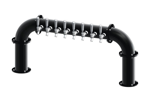 8 Tap Matte Black Powder Coated 4" Dia. Pipe Tower - Glycol Cooled - Beverage Time