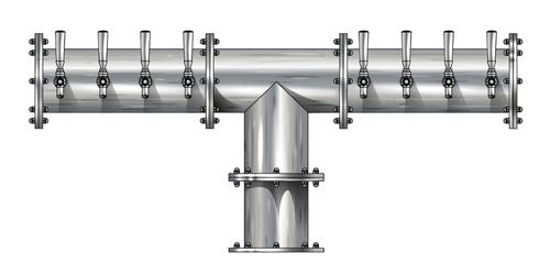 8 Tap Brushed 304SS 6" Dia. Pipe Tower - Glycol Cooled