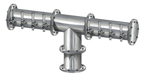 8 Tap Brushed 304SS 6" Dia. Pipe Tower - Glycol Cooled