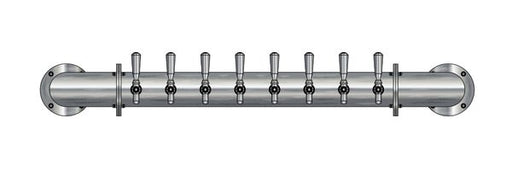 8 Tap Brushed 304SS 4" Dia. Wall Mount Pipe Tower - Glycol Cooled