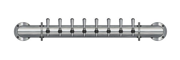 8 Tap Brushed 304SS 4" Dia. Wall Mount Pipe Tower - Air Cooled