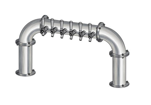 6 Tap Brushed 304SS 4" Dia. Pipe Tower - Glycol Cooled