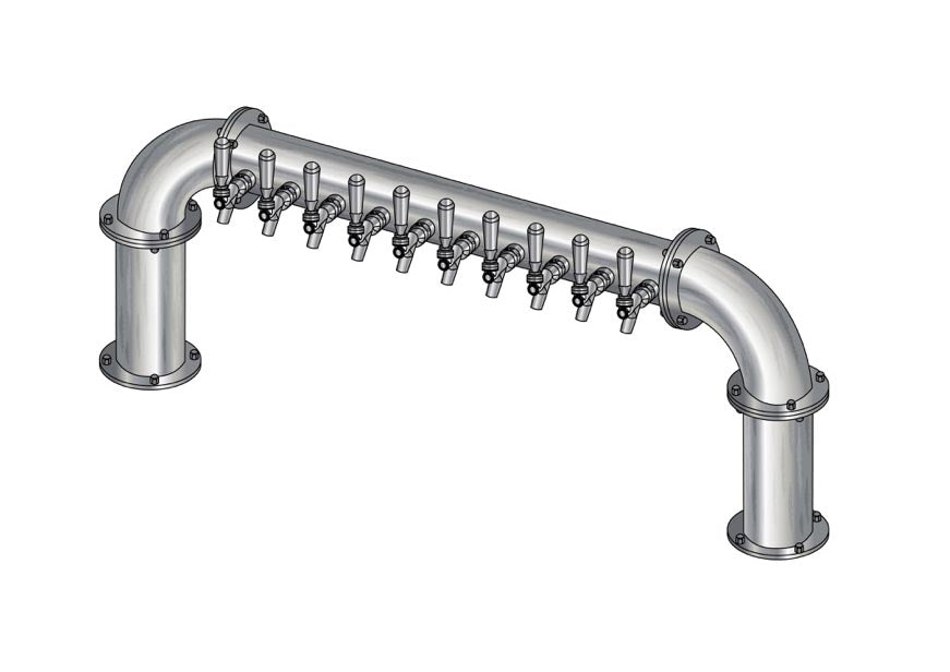 10 Tap Brushed 304SS 4" Dia. Pipe Tower - Air Cooled