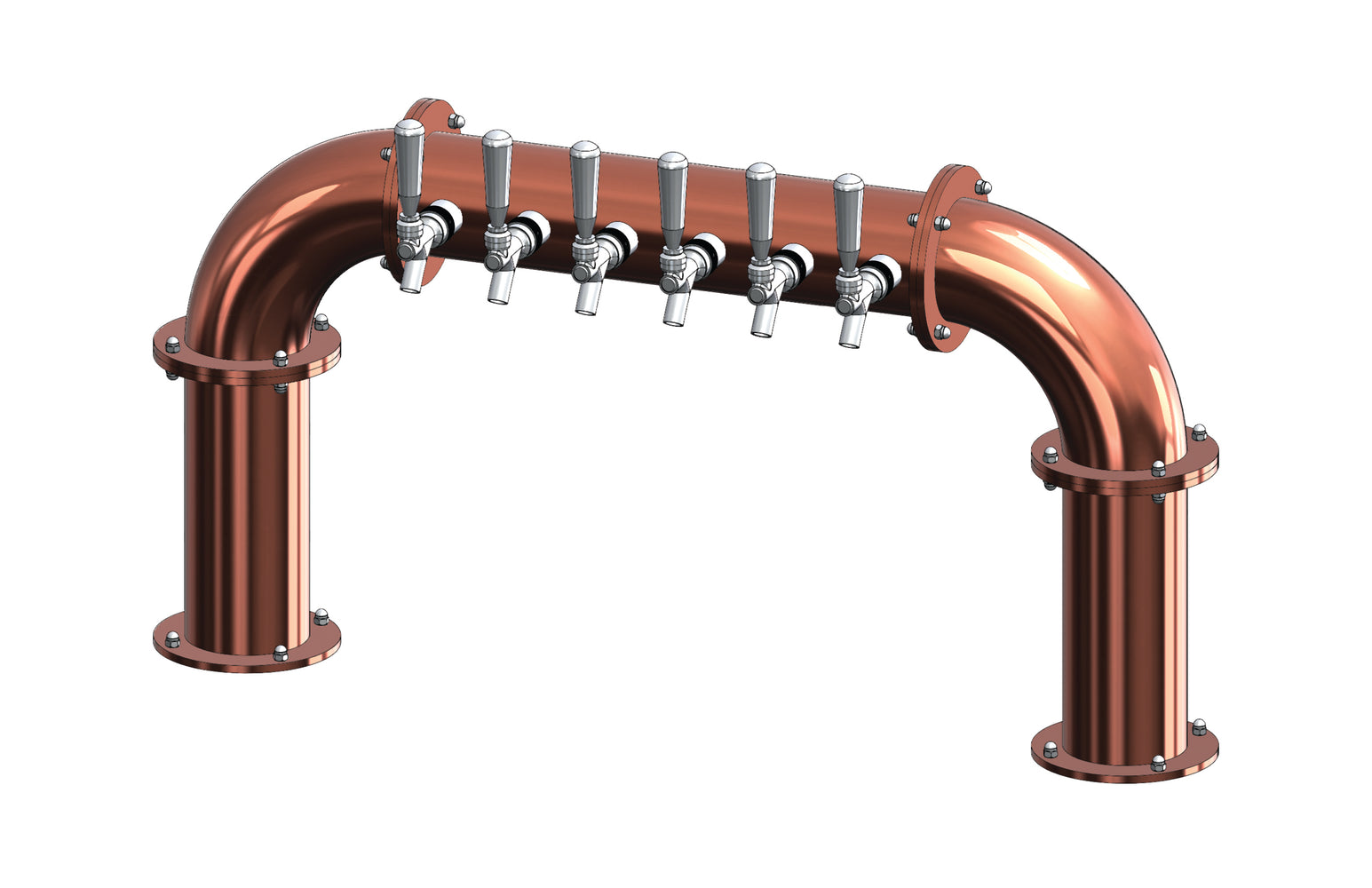6 Tap Candy Copper Powder Coated 4" Dia. Pipe Tower - Air Cooled
