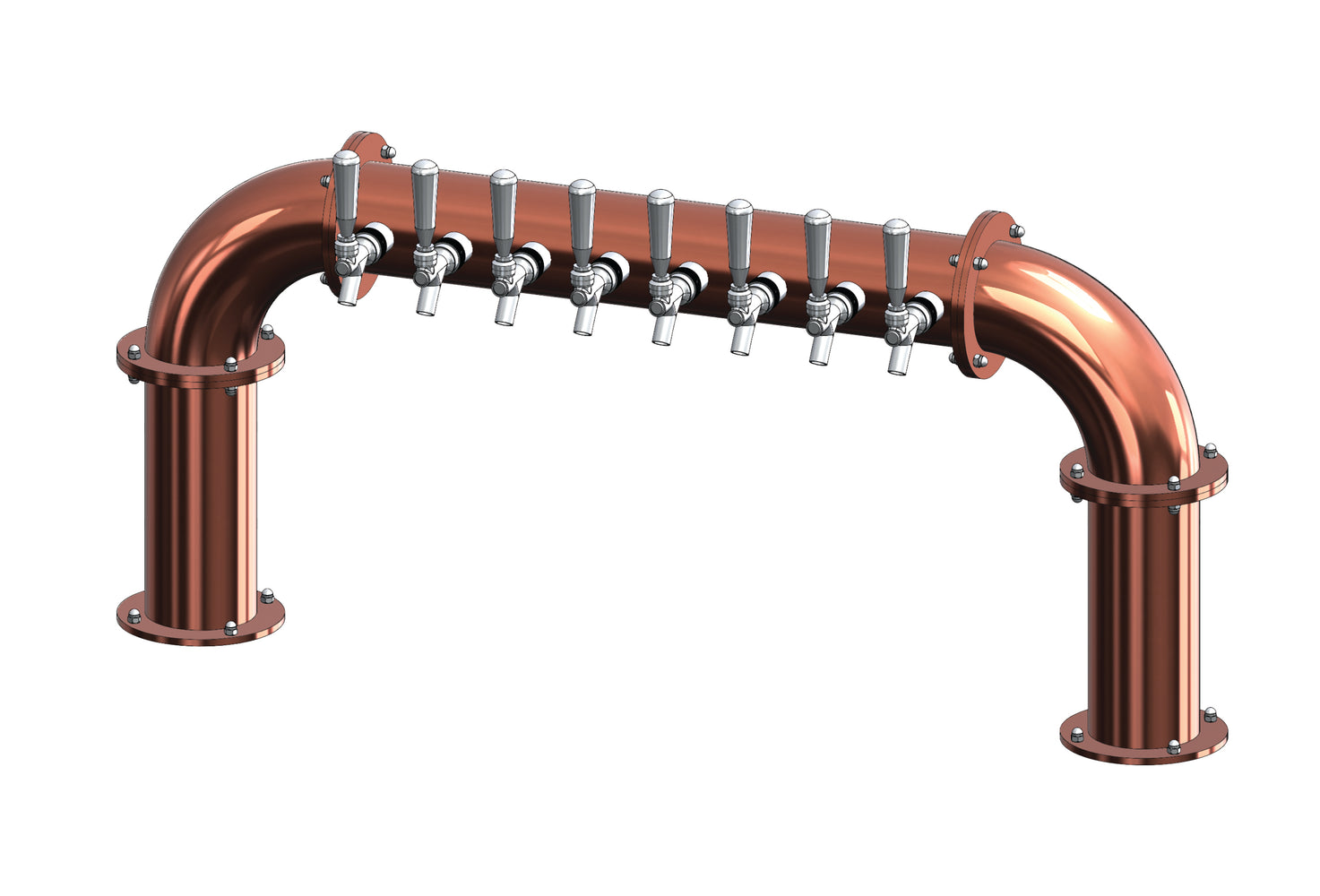 8 Tap Candy Copper Powder Coated 4" Dia. Pipe Tower - Air Cooled