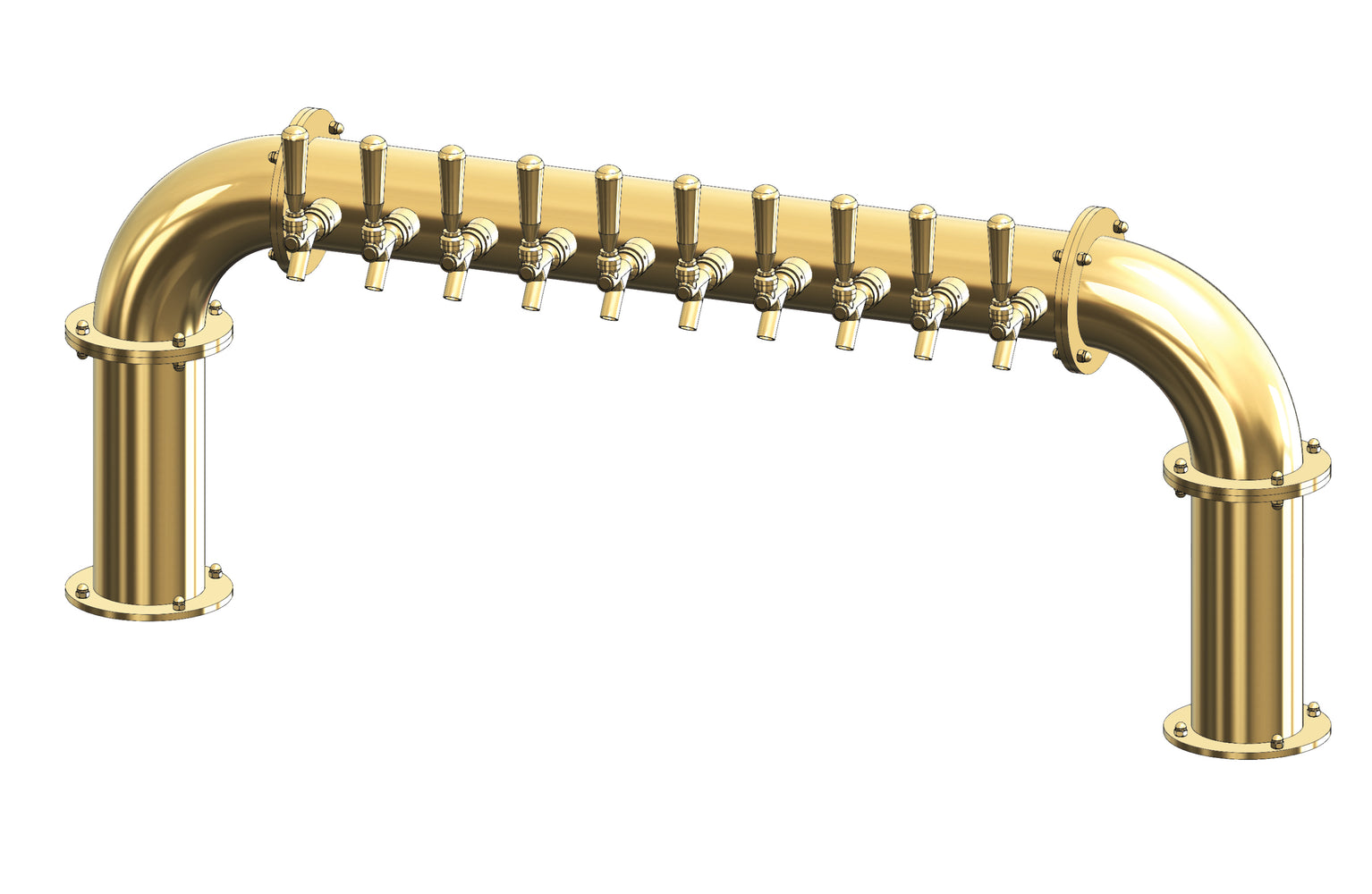 10 Tap Candy Gold Powder Coated 4" Dia. Pipe Tower - Air Cooled