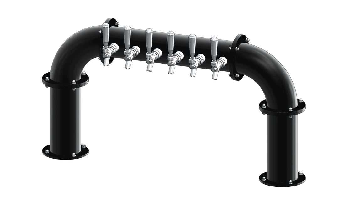 6 Tap Matte Black Powder Coated 4" Dia. Pipe Tower - Air Cooled