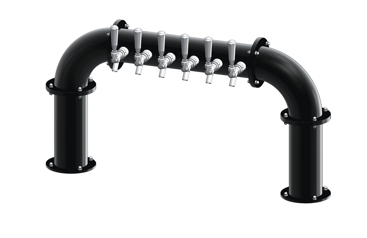 6 Tap Matte Black Powder Coated 4" Dia. Pipe Tower - Air Cooled
