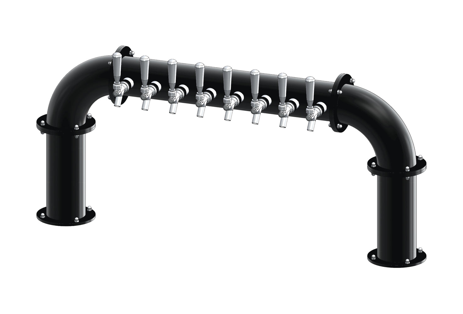 8 Tap Matte Black Powder Coated 4" Dia. Pipe Tower - Air Cooled