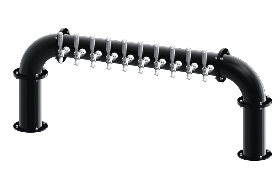 10 Tap Matte Black Powder Coated 4" Dia. Pipe Tower - Air Cooled
