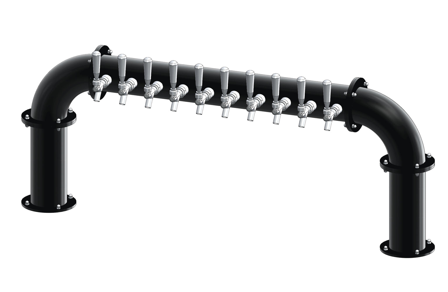 10 Tap Matte Black Powder Coated 4" Dia. Pipe Tower - Air Cooled