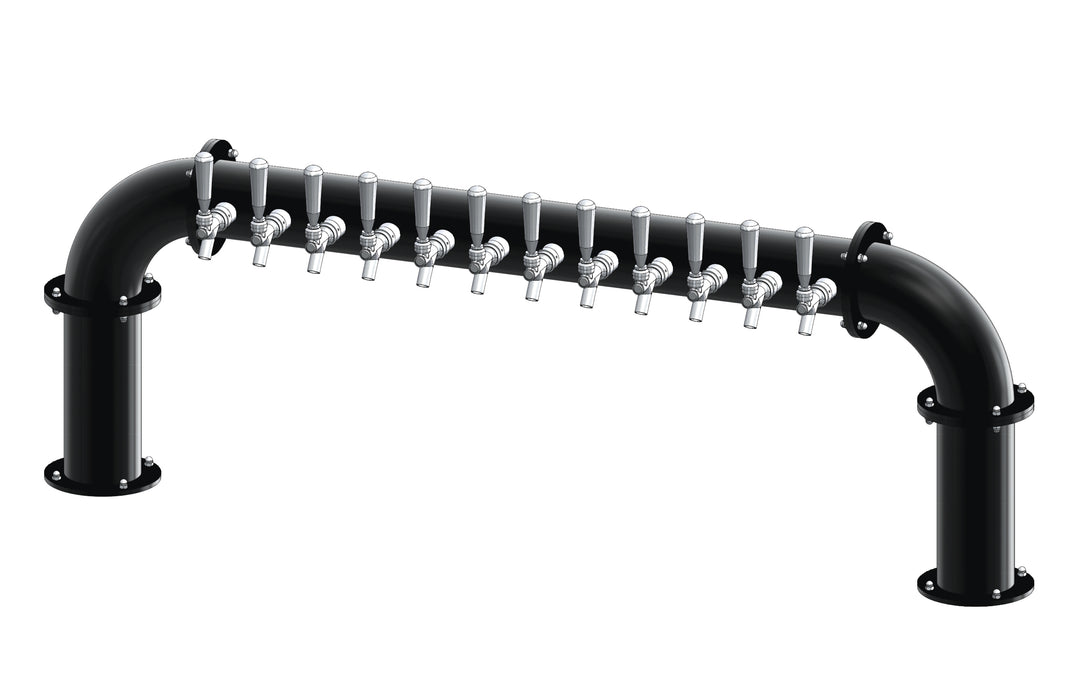 12 Tap Matte Black Powder Coated 4" Dia. Pipe Tower - Air Cooled