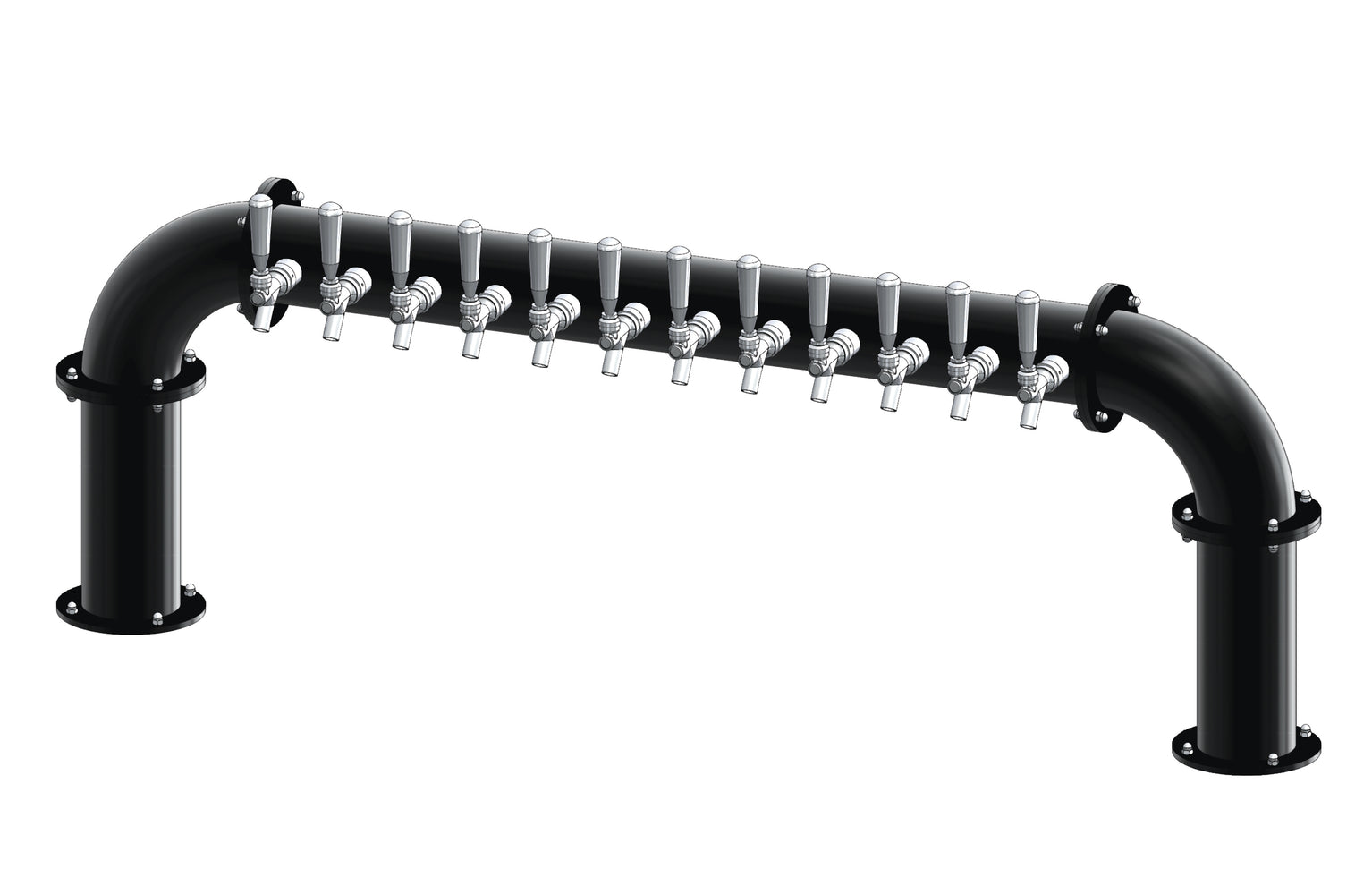 12 Tap Matte Black Powder Coated 4" Dia. Pipe Tower - Air Cooled