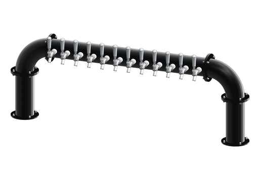 12 Tap Matte Black Powder Coated 4" Dia. Pipe Tower - Air Cooled