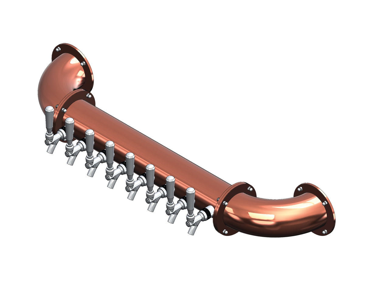 6 Tap Candy Copper Powder Coated 4" Dia. Wall Mount Pipe Tower - Air Cooled