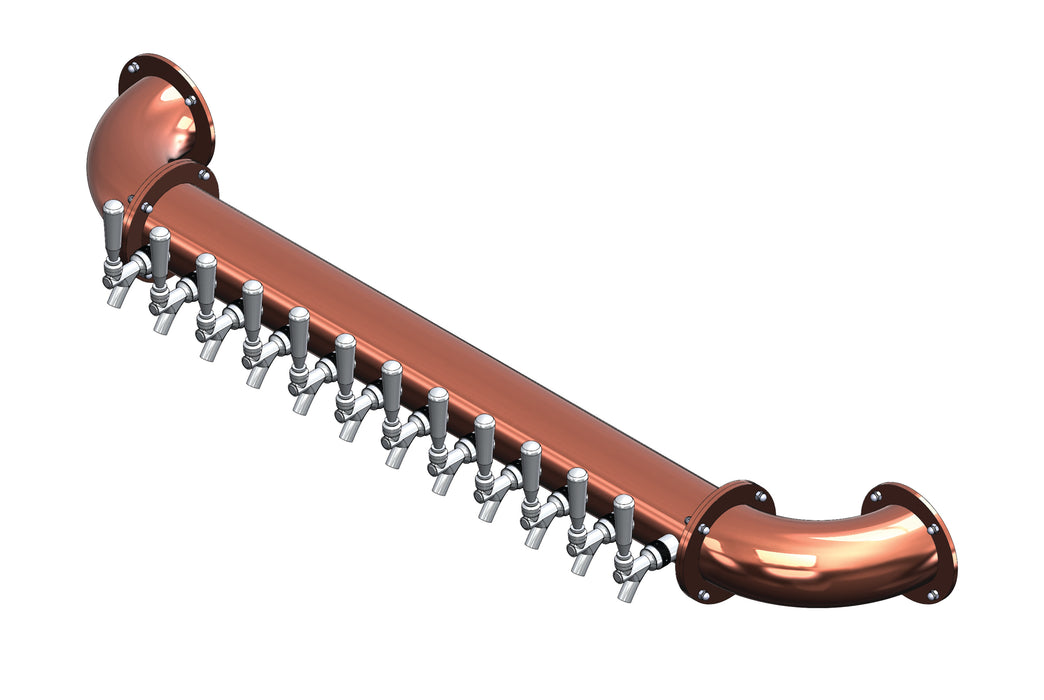 12 Tap Candy Copper Powder Coated 4" Dia. Wall Mount Pipe Tower - Air Cooled